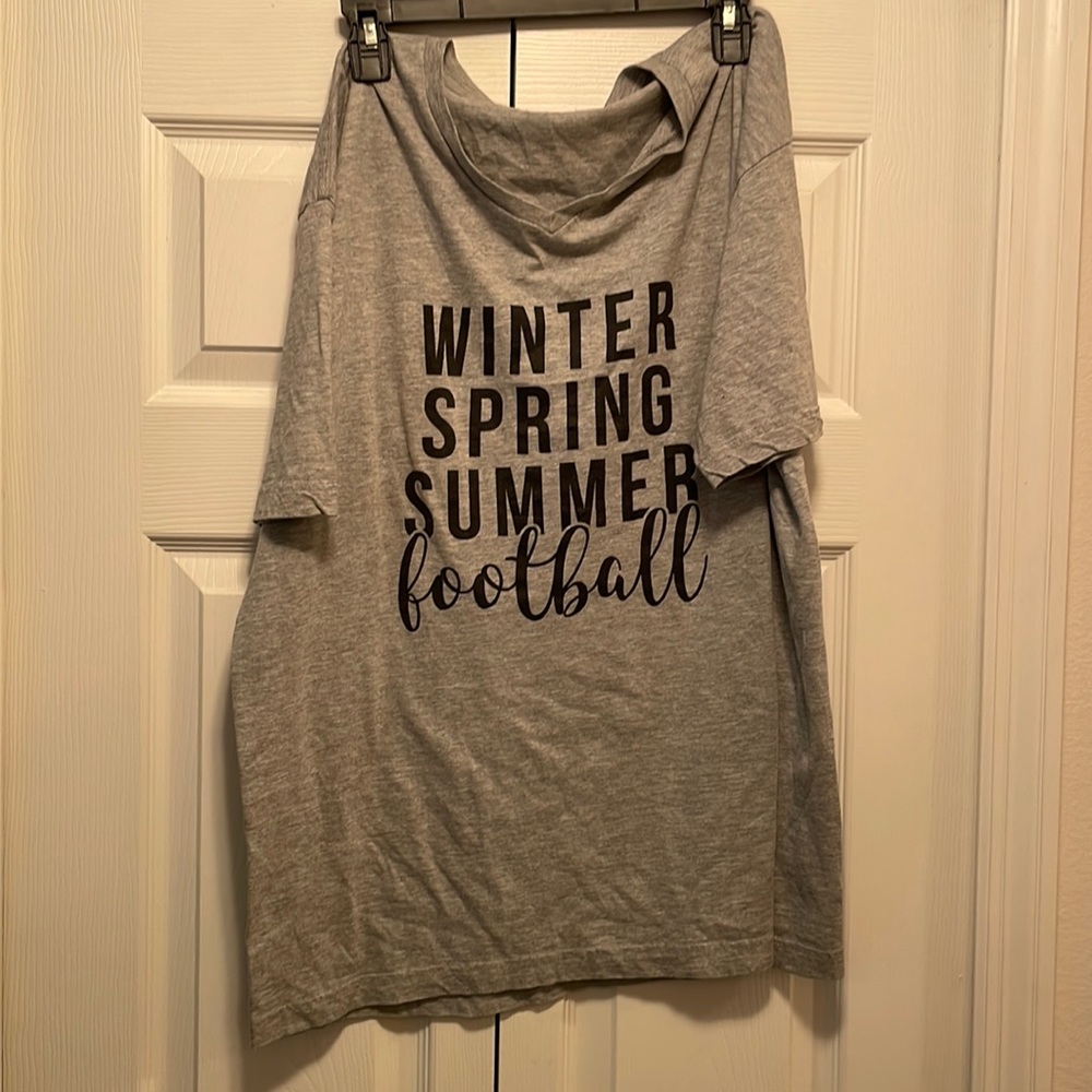 Heather gray v-neck “football” shirt